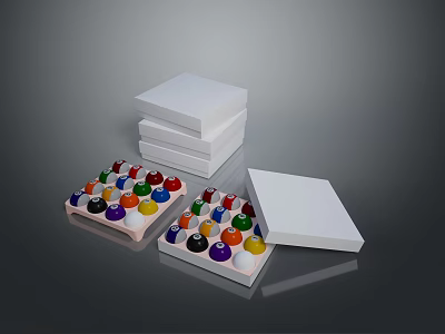 Colorful Art Equipment Cases With Stackable White Boxes And Pigment Containers 3d model