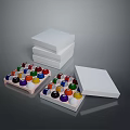 Colorful Art Equipment Cases With Stackable White Boxes And Pigment Containers 3d model