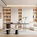 Study Desk and Chair Combination Lazy Sofa Stool Bookcase Hanging Picture Side Table 3d model