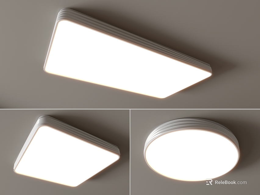 Modern Flush Mount Ceiling Lights With Square And Round Shapes For Home Illumination 3d model 