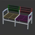 Public Bench With White Frame And Dark Blue Wooden Slat Seats Design
