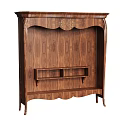 Traditional Decorative Walnut Wood Console Table With Carved Details And Open Shelves