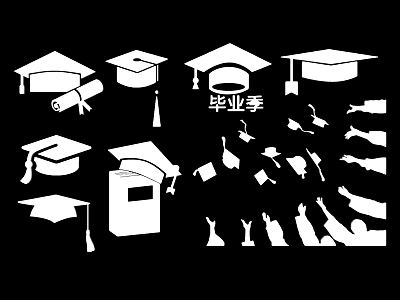 Graduation Season Silhouette Design Featuring Mortarboards Diploma Book Tossing Sleeves And Cheering Hands 3d model