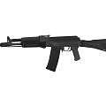 Black Military Style Assault Rifle With Detachable Magazine And Ergonomic Grip