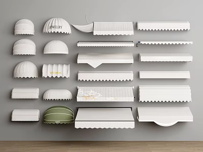Public Facility Awnings Arranged With Various White Designs And Shapes 3d model