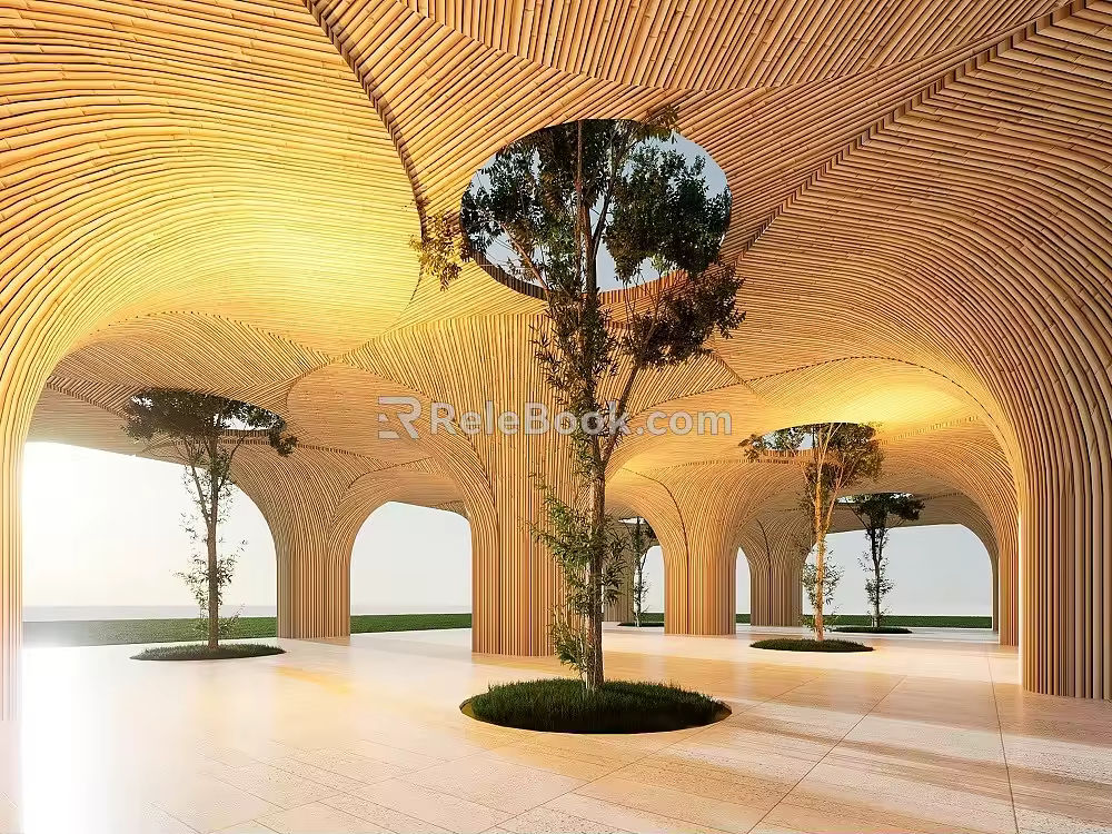 Modern gallery curved landscape gallery landscape pavilion landscape small building landscape column landscape device 3d model