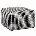 Square Black And White Checkered Fabric Stool For Living Room Home Decor