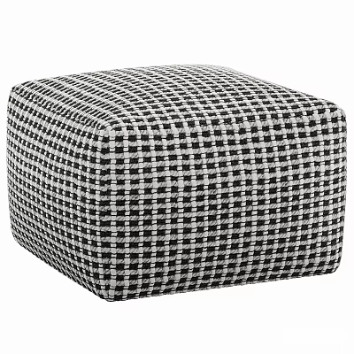 Square Black And White Checkered Fabric Stool For Living Room Home Decor 3d model