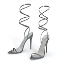 Fashionable Women's Gray High Heel Shoes With Cross Strappy Straps Design