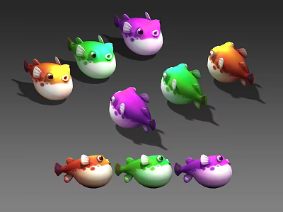 3D Rendered Colorful Round Aquatic Fish With Vibrant Hues And Spotted Patterns 3d model