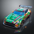 AMG Green Race Car With Colorful Stripes And TANAX TOMATTO Logos