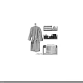 Elegant Bathroom Accessories Including White Bathrobe Towels Toiletries On Shelf And Bench