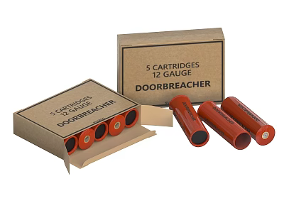 12 Gauge Door Breacher Ammunition Cartridges Packed In 5 Round Cardboard Boxes 3d model 12 Gauge Door Breacher Ammunition Cartridges Packed In 5 Round Cardboard Boxes 3d model