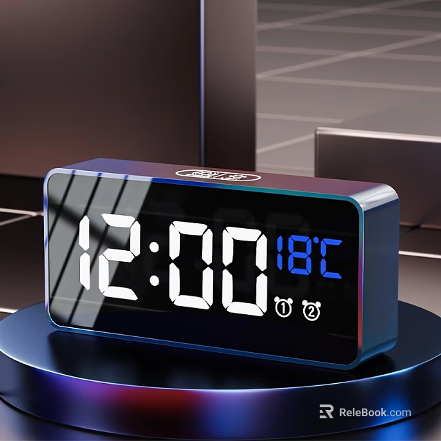 Modern Digital Clock With Glass Panel And Time Temperature 3d model 
