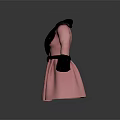 Pink Winter Coat With Black Collar Cuffed Sleeves And Bow Belt Detail