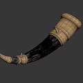 Traditional Handcrafted Musical Horn With Black Body And Golden Carved Patterns