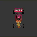 Muddy Remote Control Off Road Car With Yellow Pink Body Large Wheels And Rear Wing