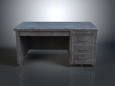 Modern Gray Storage Cabinet Desk with Smooth Surface and Multiple Drawers for Home Office 3d model