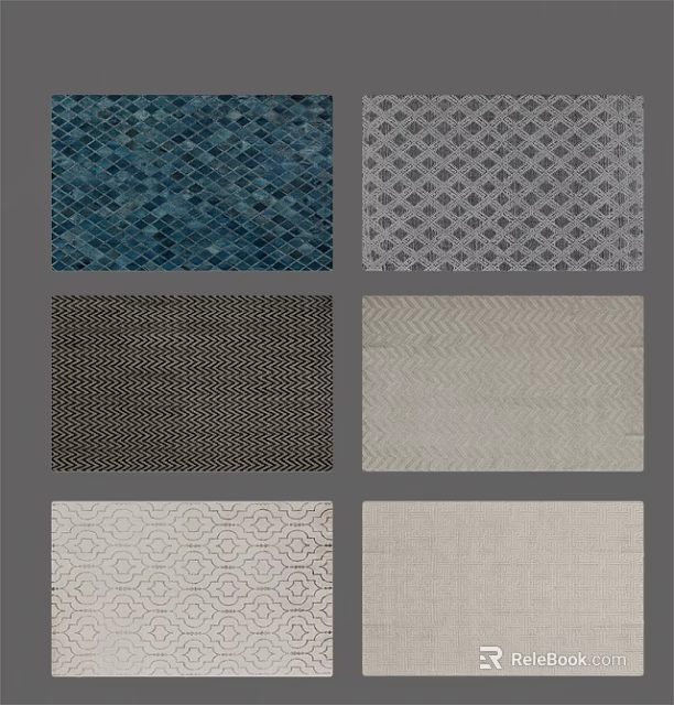 Square Rugs Featuring Various Patterns And Colors For Home Interior Design 3d model 