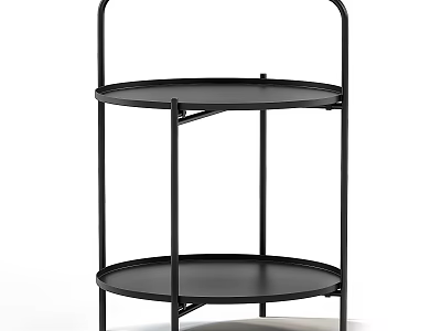 Modern Black Two Tier Round Side Table With Metal Frame For Living Room Home Decor 3d model