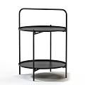 Modern Black Two Tier Round Side Table With Metal Frame For Living Room Home Decor