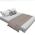Comfortable Bed Setup With Light Colored Sheets Brown Blanket And Decorative Pillows 3d model
