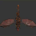 Fierce Dragon Creature With Fiery Red Scales And Extended Wings