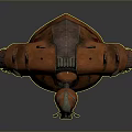 3D Model Orange Spiked Mechanical Creature Character with Multiple Arms Red Eyes and Striped Body
