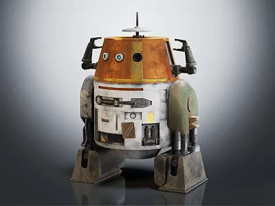Smart Machine With Orange And White Body Antenna Control Panel And Support Base 3d model