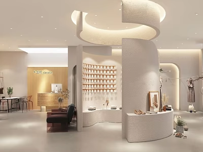 Elegant Clothing Store Interior With Modern Display Racks And Soft Decorative Lighting 3d model