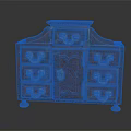 Vintage Red Cabinet Furniture With Ornate Design Golden Handles Multiple Drawers And Decorative Feet