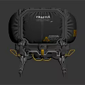 Black Robotic Pioneer Device With Four Legged Structure And Yellow Branding