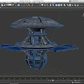 Futuristic Space Station Structure With Disc Shaped Design And Blue Illuminated Panels 3d model