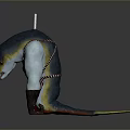 3D Fantasy Creature Model With Blue Body Glowing Details Muscular Limbs And Tail