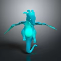 3D Blue Glowing Dragon Creature Model with Horns and Wings Design