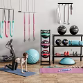 Home Gym Fitness Equipment With Resistance Bands Yoga Balls Dumbbells Yoga Mats And Balance Pads