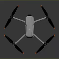 White Modern Drone with Four Propellers and Orange Accents 3d model