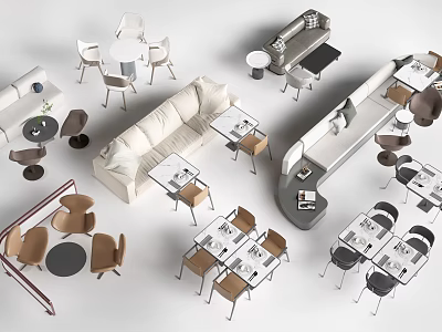 Sectional Sofa With Matching Tables Chairs And Coffee Tables In Modern Interior 3d model
