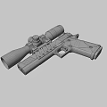 Tactical Pistol With Purple Grip Black Frame Mounted Scope And Hollowed Design