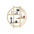 Golden Round Multi Tier Decorative Shelf Displaying Ornaments Books Photo Frame Heart Decor And Sculptures