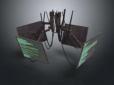 Modern Electronic Device With Multiple Displays Antennas Green Text And Structured Design 3d model