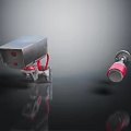 Industrial Metal Equipment With Red Components And Compact Sensing Device 3d model