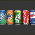 Assorted Canned Carbonated Drinks Including Sprite Fanta 7UP Coca Cola and Pepsi