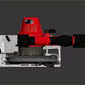 Handheld Electric Circular Saw Industrial Equipment With Red Black Design And Metal Base