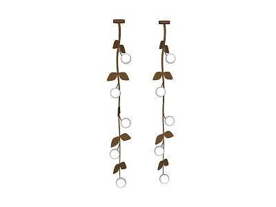 Hanging Double Chandelier With Leaf Decorations And Circular Pendant Elements Design 3d model