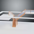 Modern Wooden Staircase Design With Steps Handrail Platform And Railing 3d model