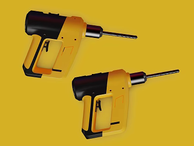Yellow And Black Industrial Electric Drills As Heavy Duty Drilling Equipment 3d model