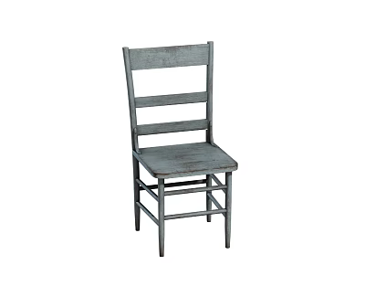 Vintage Gray Wooden Single Chair with Ladder Back Design for Rustic Home Decor 3d model