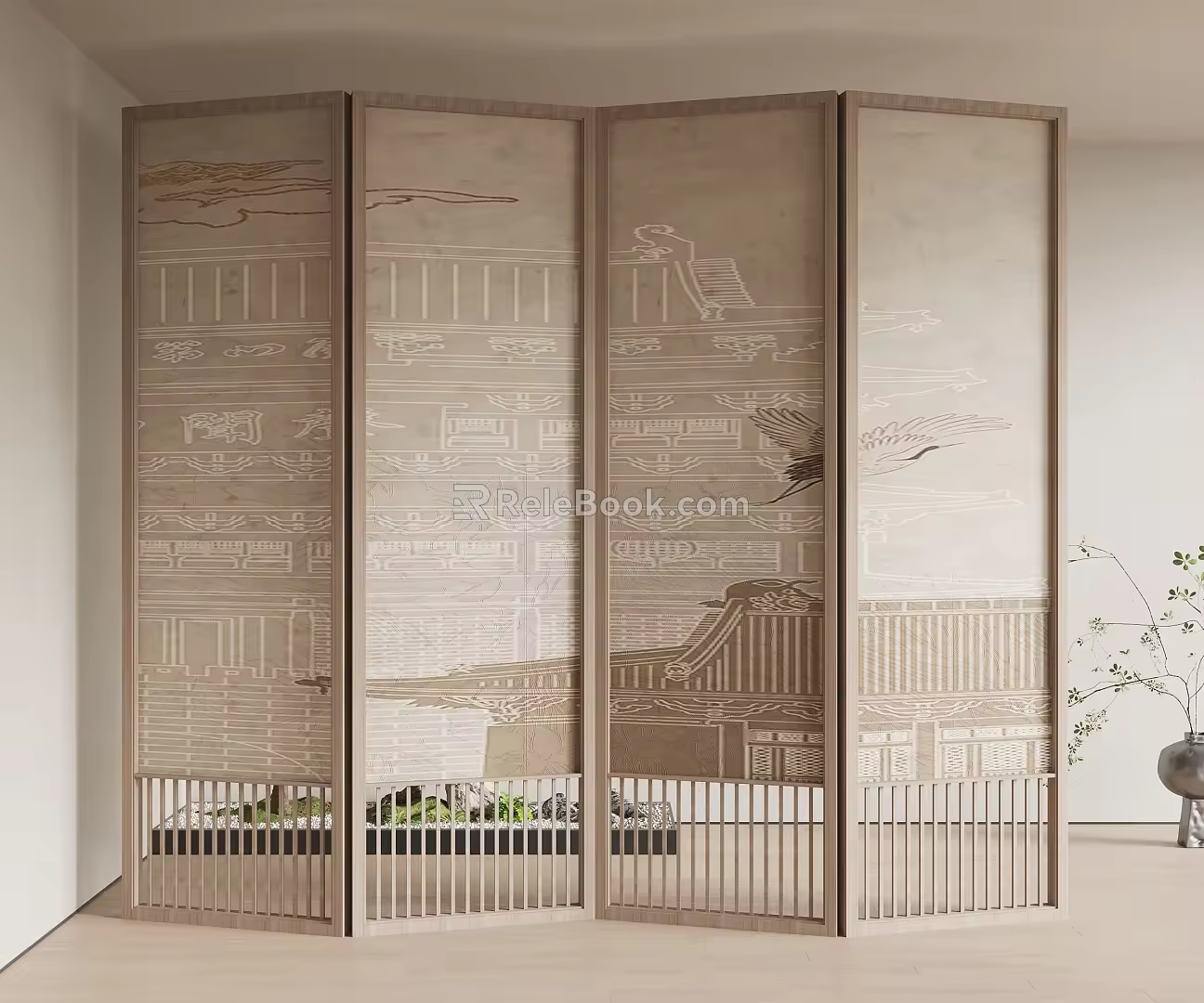 New Chinese-style screen partition 3d model