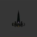 Mechanical Game Movie Character With Purple Green Glowing Parts And Sharp Design